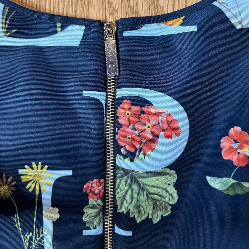 Ted Baker London Alphabet Ditsy Skater Dress Size 0/XS Floral Fit & Flare Navy - Picture 11 of 17